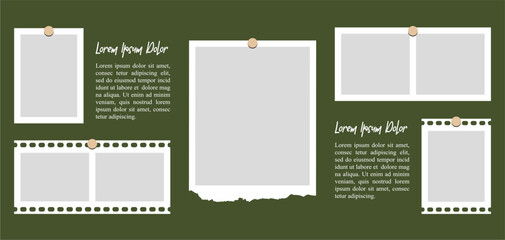 Pictures or photos frame collage. comics page grid layout abstract photo frames and digital photo wall template