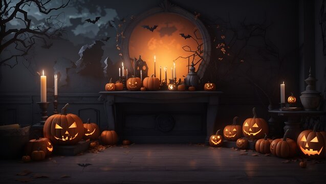 3d Halloween cartoon background AI designed as various book covers created