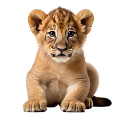 Obraz premium Lion cub sitting on transparent background