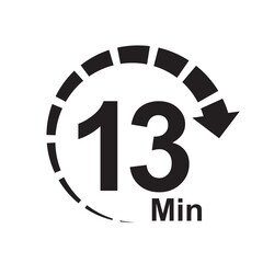 13 minute timer clock icon vector illustration eps
