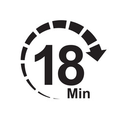 18 minute timer clock icon vector illustration eps