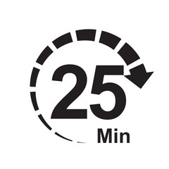 25 minute timer clock icon vector illustration eps