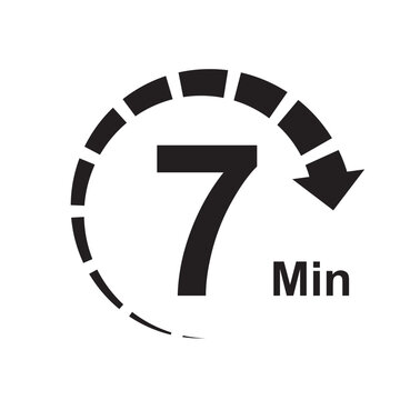 7 minutes on clock flat design seven minute icon Vector Image