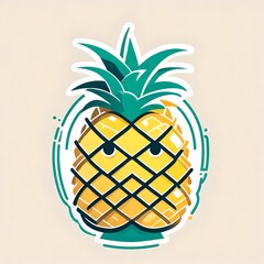 A cartoon drawing of a pineapple that is suitable for a t-shirt graphic.