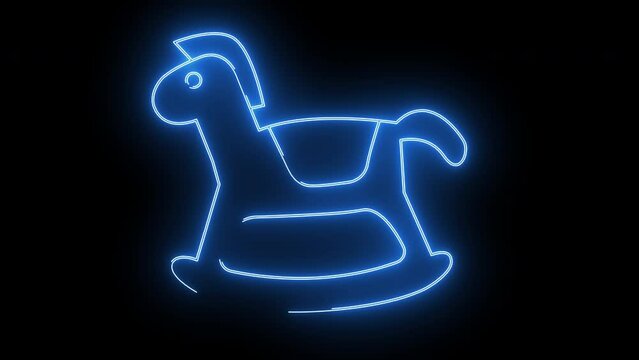 animated toy horse logo with neon glowing lines