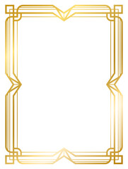 Art Deco gold frame vintage frame line geometric wedding label card frame png transparent background