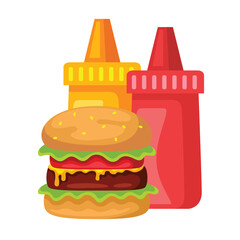 Burgers and sauce icon illustration. Vector design