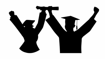 silhouettes of people graduating
