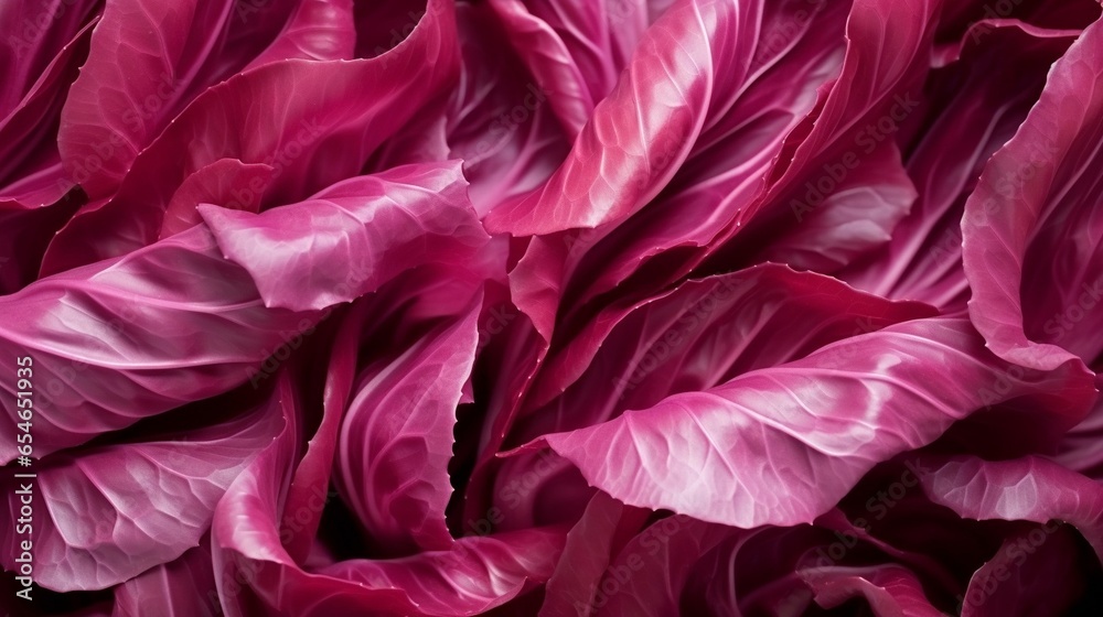 Aufkleber generative ai : leaf of red radicchio or red salad, background image close-up