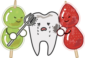 Illustration of teeth threatened by Tanghulu