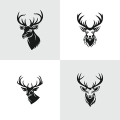 deer head with antlers. a set of four pieces