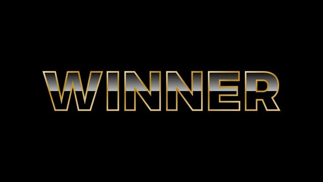 The word Winner. Animated banner with golden text