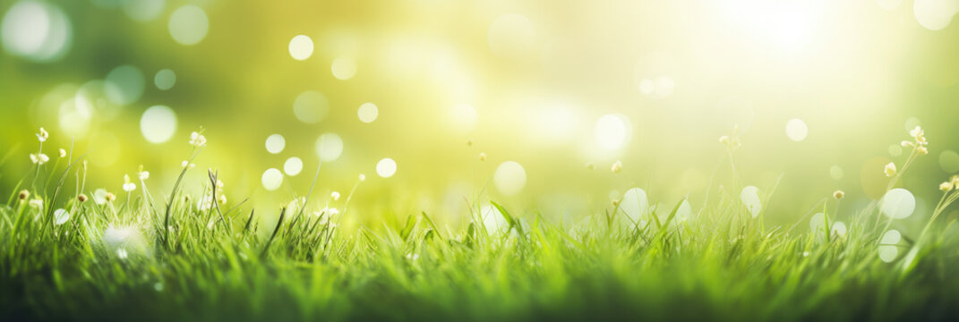 Panoramic fresh spring grass background