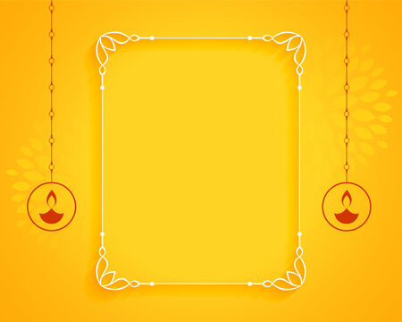 yellow background with image or text space for shubh diwali festival