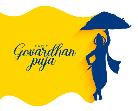 stylish govardhan puja wishes background in paper cut style