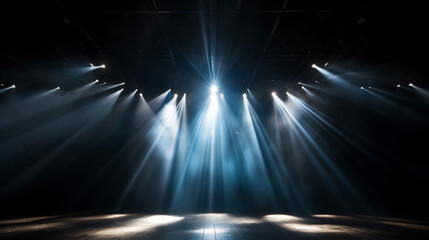 White theatrical beams of overhead light