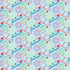 Fototapeta premium Seamless pattern. Creative abstract art background collection or festive celebration design. Simple childish scribble wallpaper print texture bundle.