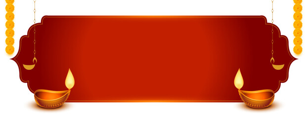 shubh deepavali wishes banner with text space and oil lamp