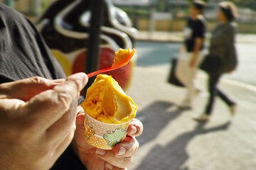 spoon and melting ice-cream