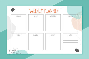 elegant weekly organizer timetable planner template for business or school - obrazy, fototapety, plakaty