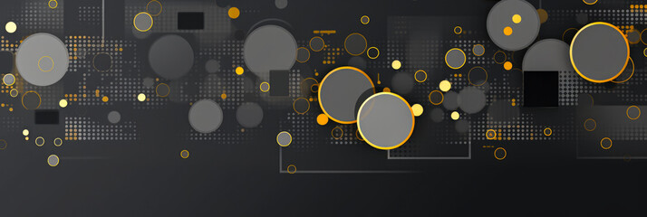 Abstract black background with golden circles