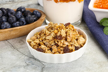 Granola museli cereal for breakfast