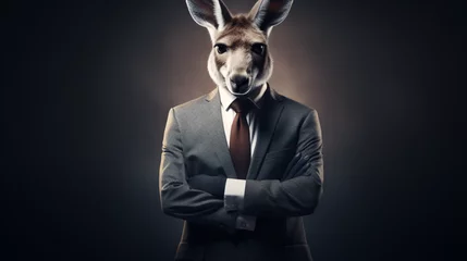 Foto op Plexiglas 3D kangaroo in business suit with a human body looking © Ashley