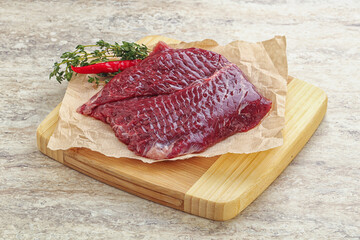 Raw beef machete steak for grill