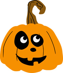 Black silhouette Halloween pumpkin ghost Hand Painted illustration