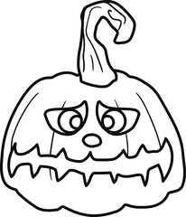 Black silhouette Halloween pumpkin ghost Hand Painted illustration