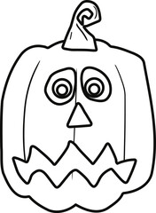 Black silhouette Halloween pumpkin ghost Hand Painted illustration