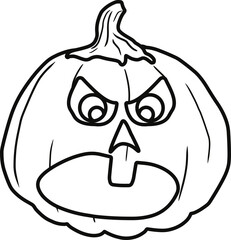 Black silhouette Halloween pumpkin ghost Hand Painted illustration