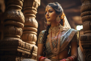 Indian bride in traditional wear and jewelery