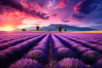 Inspiring landscape with lavender fields