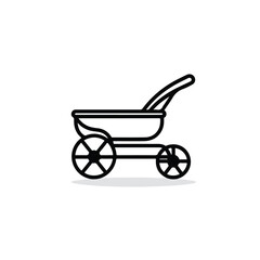 Fototapeta na wymiar An icon of a baby carriage, minimalist black and white drawings