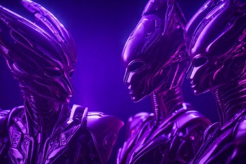 Aliens on a purple background