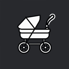 Fototapeta na wymiar An icon of a baby carriage, minimalist black and white drawings
