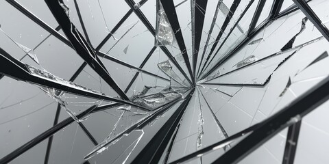 Fototapeta premium 割れたガラス、ひび割れ、衝撃、落下、generative ai 
