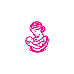 Mother and baby logo design. Motherhood, motherhood, love, parenting concept