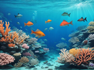 Obraz premium coral reef with fish, ai generative
