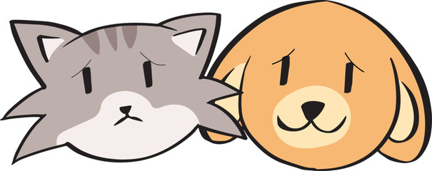 cat and dog sad © KirduunStudio