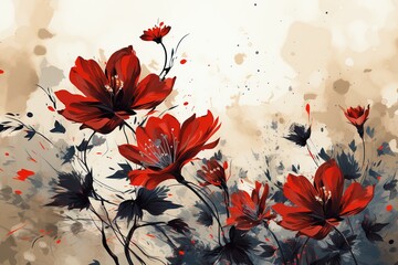 Beautiful Decorative Botanical Floral Ink Blossom Bloom Watercolor Background