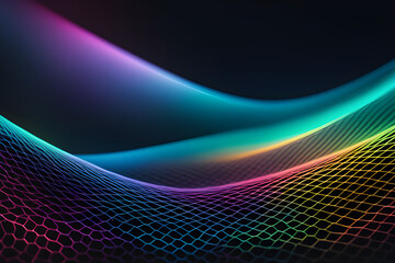 abstract black background digital technology rhythm wave line poster wallpaper ppt Generative AI