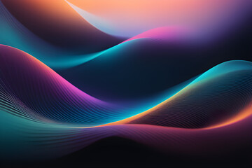 abstract black background digital technology rhythm wave line poster wallpaper ppt Generative AI