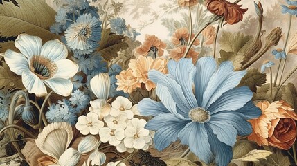 vintage botanical, digital art illustration, Generative AI