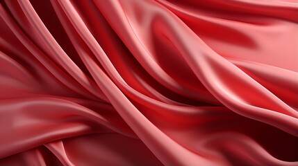 Obraz premium A vivid red silk satin fabric glistens in the light, evoking a feeling of luxury and beauty