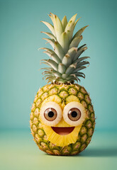 funny crazy smiling cartoon graphic pineapple 