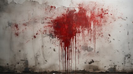 An explosion of vibrant red, a splatter of paint on the wall resembling blood, artfully crafted to capture the intensity of emotion