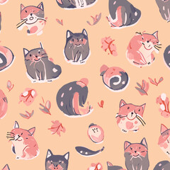 seamless pattern with cats