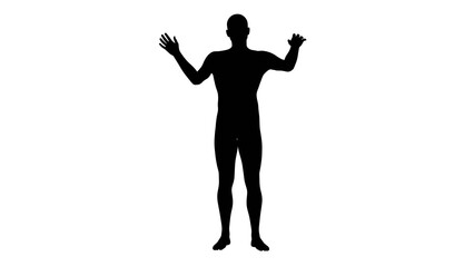 Silhouette of a beautiful young athletic man gesturing, transparent background. 3d illustration (rendering).